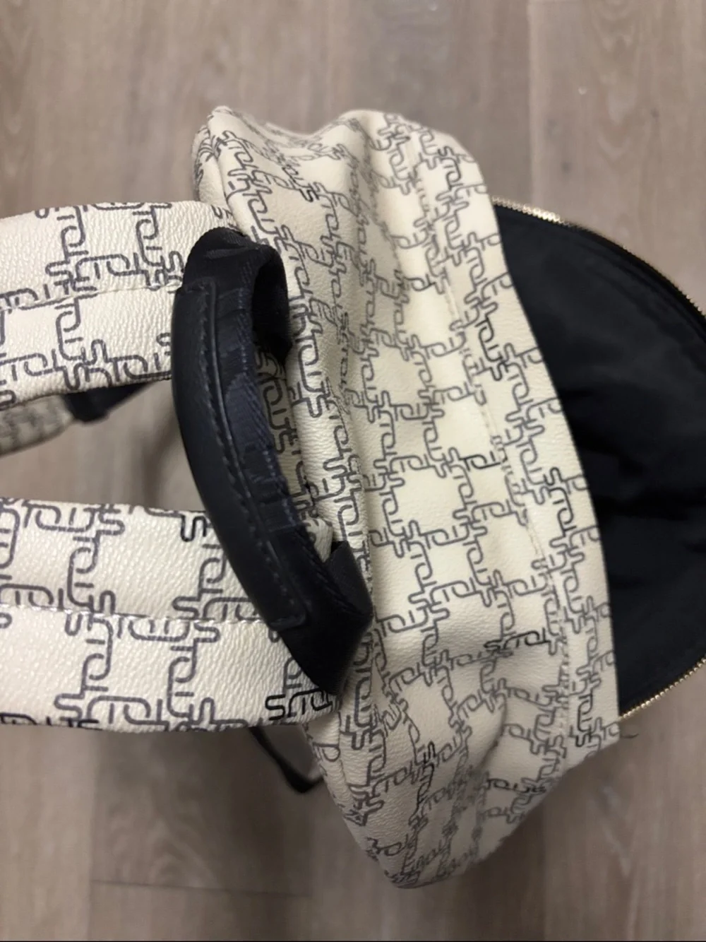 Cream‎ Monogram Backpack with Black Accents